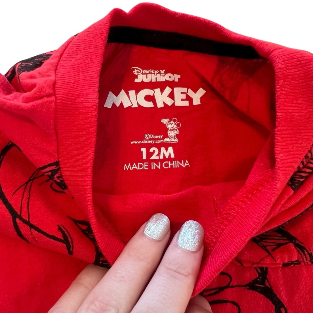 Red Mickey Mouse Disney Junior Two Piece Toddler Outfit 12M - Picture 3 of 7